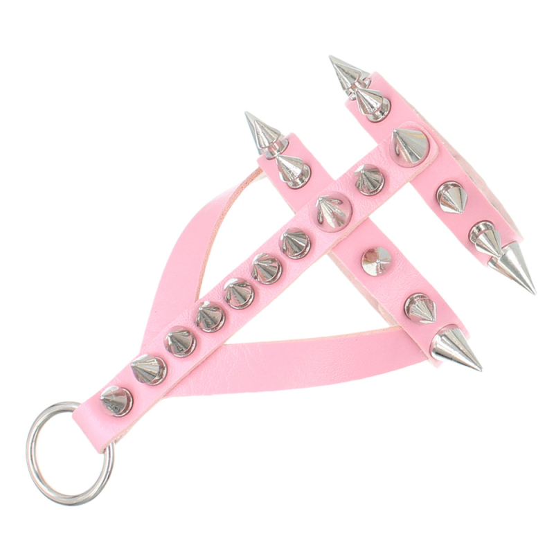 Odos apyrankė gotikinio-punk stiliaus su smaigiais kniedėmis, elektroplatinė apdaila, prekinis ženklas Ova