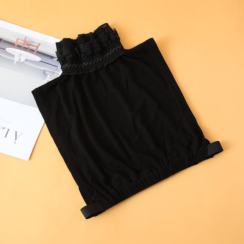 Dirbtinė apykaklė su nėrine siuvinėjimu ir pusiau aukštas kaklas — Snow Velvet nailono išorė, poliesterio mišinys viduje, lygi audinys, žiemos stilius Puchang