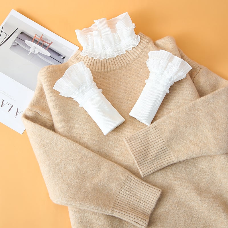 Dirbtinė apykaklė su nėrine siuvinėjimu ir pusiau aukštas kaklas — Snow Velvet nailono išorė, poliesterio mišinys viduje, lygi audinys, žiemos stilius Puchang