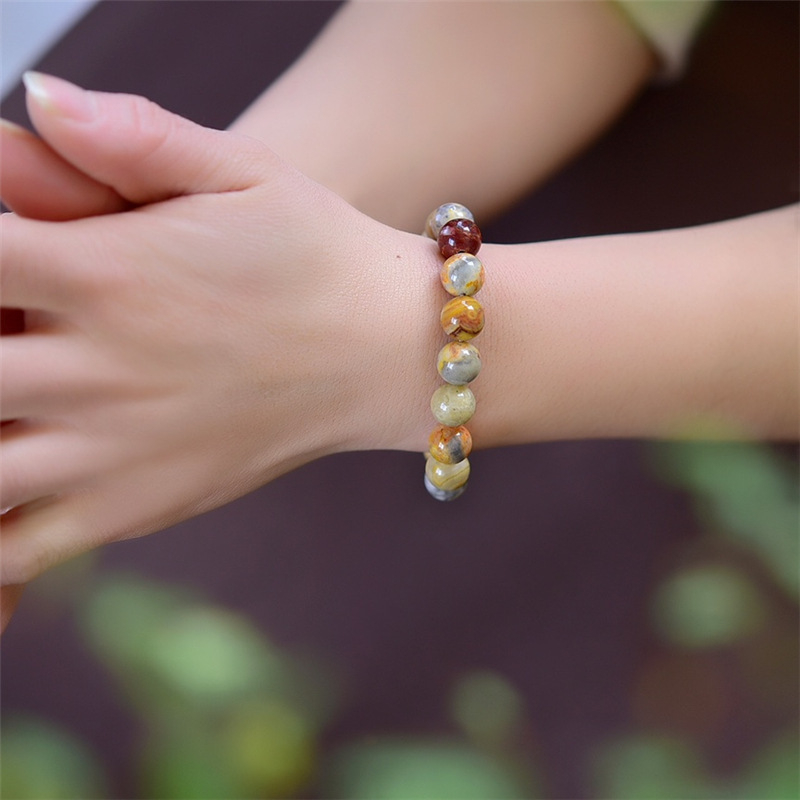 Natūralaus kristalo apyrankė – poliruota, unisex, paprastas geometrinis stilius, kilmė Yiwu