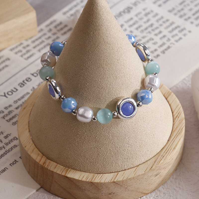 Apyrankė – Rankų darbo iš katės akies akmens moterims, geometrinis dizainas, vasara 2024