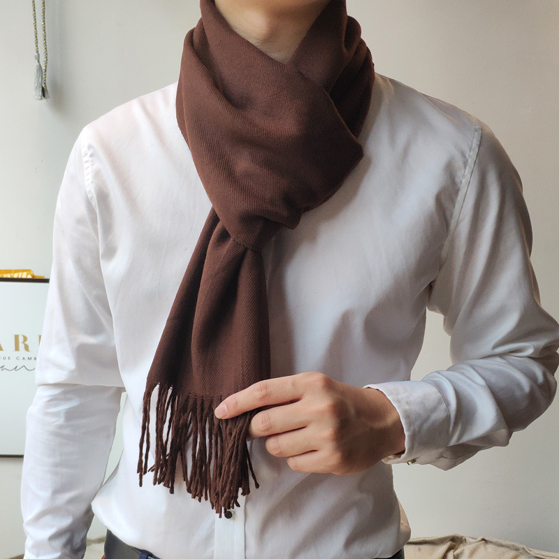 Vyrų šalikas su Korejos stiliaus languotu raštu ir kutais, imitacinis kašmyras, twill audinys, jacquard