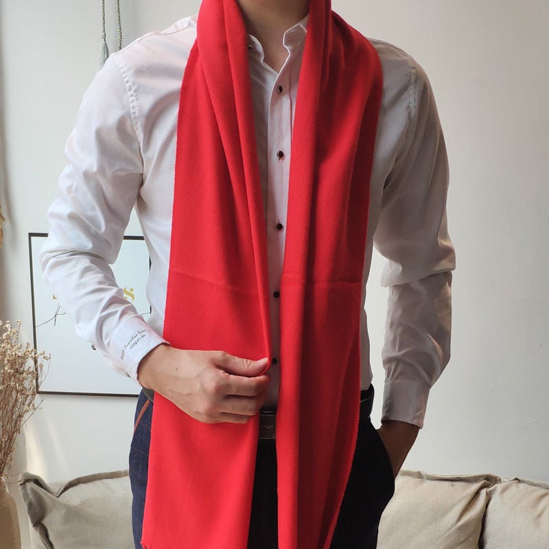 Vyrų šalikas su Korejos stiliaus languotu raštu ir kutais, imitacinis kašmyras, twill audinys, jacquard