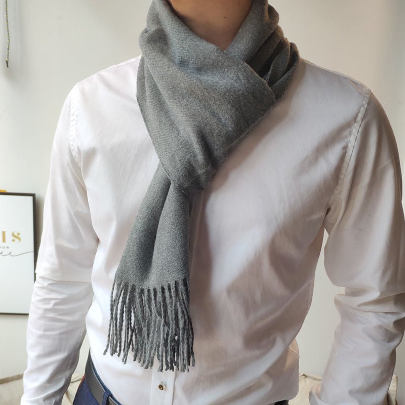 Vyrų šalikas su Korejos stiliaus languotu raštu ir kutais, imitacinis kašmyras, twill audinys, jacquard