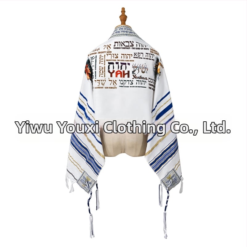 Unisex šalikas su siuvinėjimu ir žakardo poliesteriu, totemo raštas, spauda, papildomas ilgis