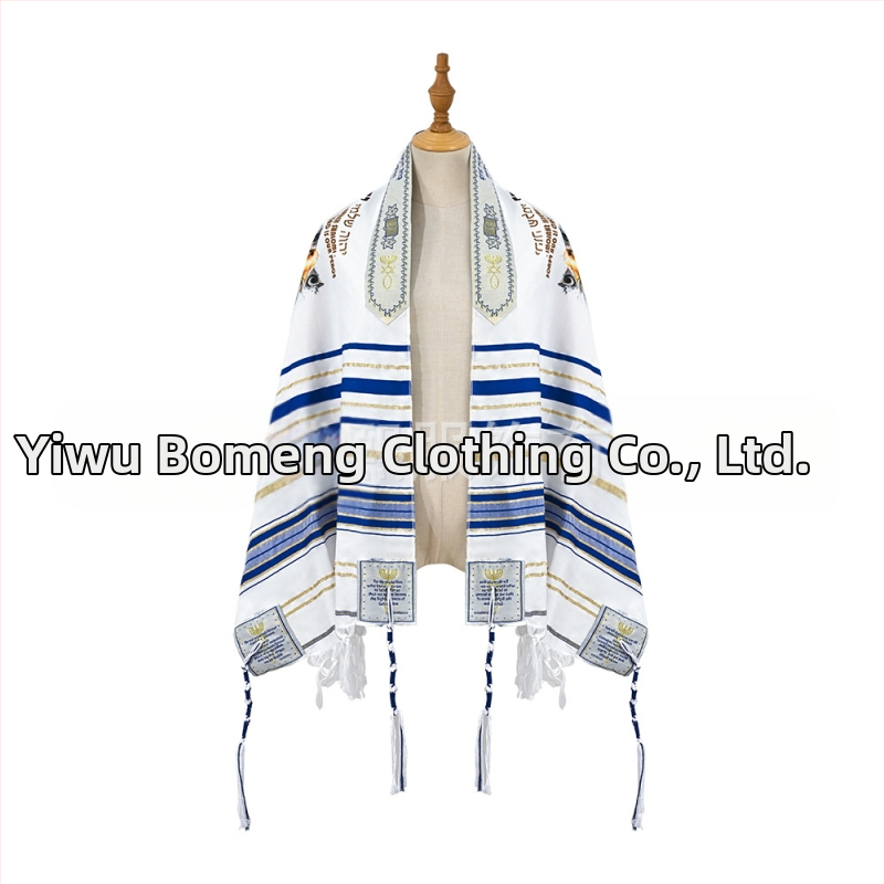 Unisex šál s výšivkou a žakárovým polyesterom, motív totem, potlač, extra dĺžka