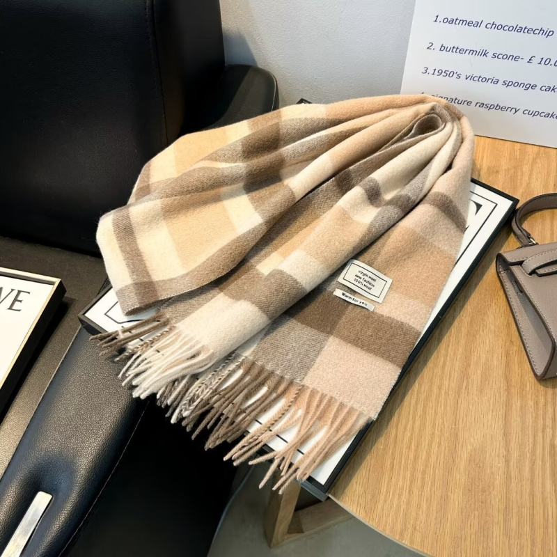 Σάλι από μαλλί 100%, απλό πλέξιμο, βαφή tie-dye, χειμώνας 2024, βρετανικό στυλ