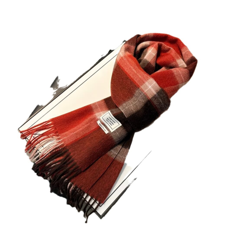 Σάλι από μαλλί 100%, απλό πλέξιμο, βαφή tie-dye, χειμώνας 2024, βρετανικό στυλ