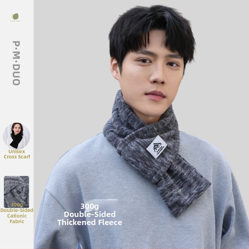 P·M·Duo fliso šalis vyrams, kaklo šildytuvas žiemai, poliesteris, megztas audinys