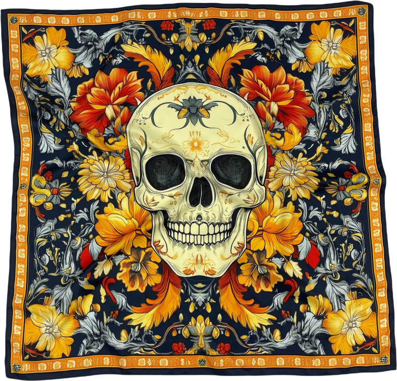 Kvadra­tinė galvos šalikas su kelių stilių elementų (warp-knitted poliesteris; spaudinimas; vasaros naudojimui; 2025 m. pavasario leidimas; stilius: kvadratinis rankšluostis, street, hip hop, IN stilius)