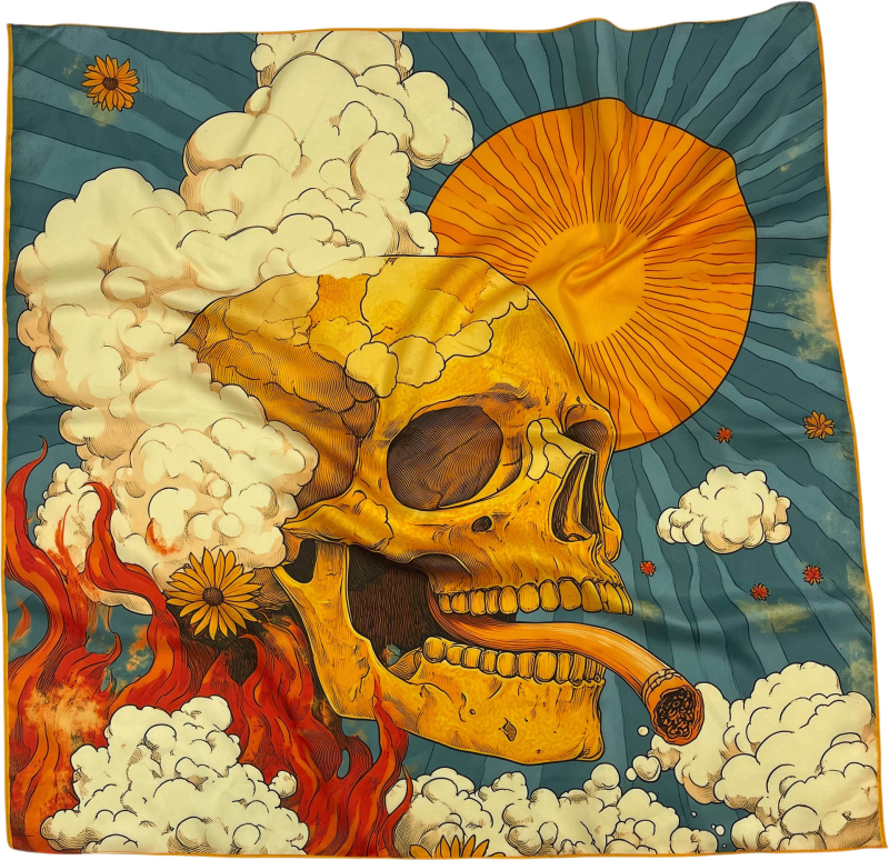 Kvadra­tinė galvos šalikas su kelių stilių elementų (warp-knitted poliesteris; spaudinimas; vasaros naudojimui; 2025 m. pavasario leidimas; stilius: kvadratinis rankšluostis, street, hip hop, IN stilius)