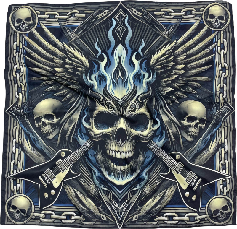 Kvadra­tinė galvos šalikas su kelių stilių elementų (warp-knitted poliesteris; spaudinimas; vasaros naudojimui; 2025 m. pavasario leidimas; stilius: kvadratinis rankšluostis, street, hip hop, IN stilius)