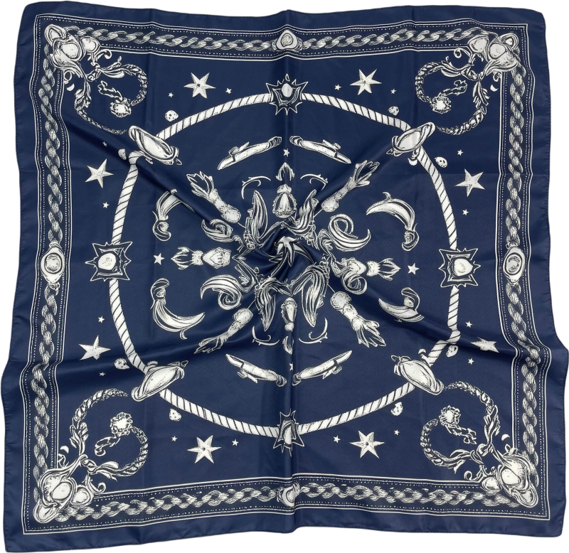 Kvadra­tinė galvos šalikas su kelių stilių elementų (warp-knitted poliesteris; spaudinimas; vasaros naudojimui; 2025 m. pavasario leidimas; stilius: kvadratinis rankšluostis, street, hip hop, IN stilius)