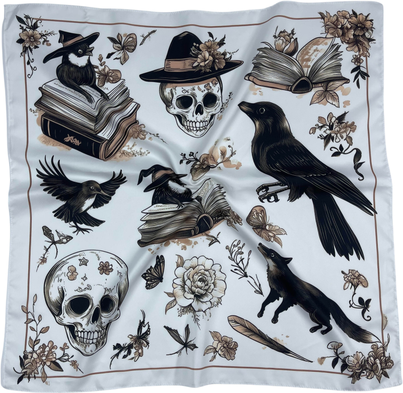 Kvadra­tinė galvos šalikas su kelių stilių elementų (warp-knitted poliesteris; spaudinimas; vasaros naudojimui; 2025 m. pavasario leidimas; stilius: kvadratinis rankšluostis, street, hip hop, IN stilius)