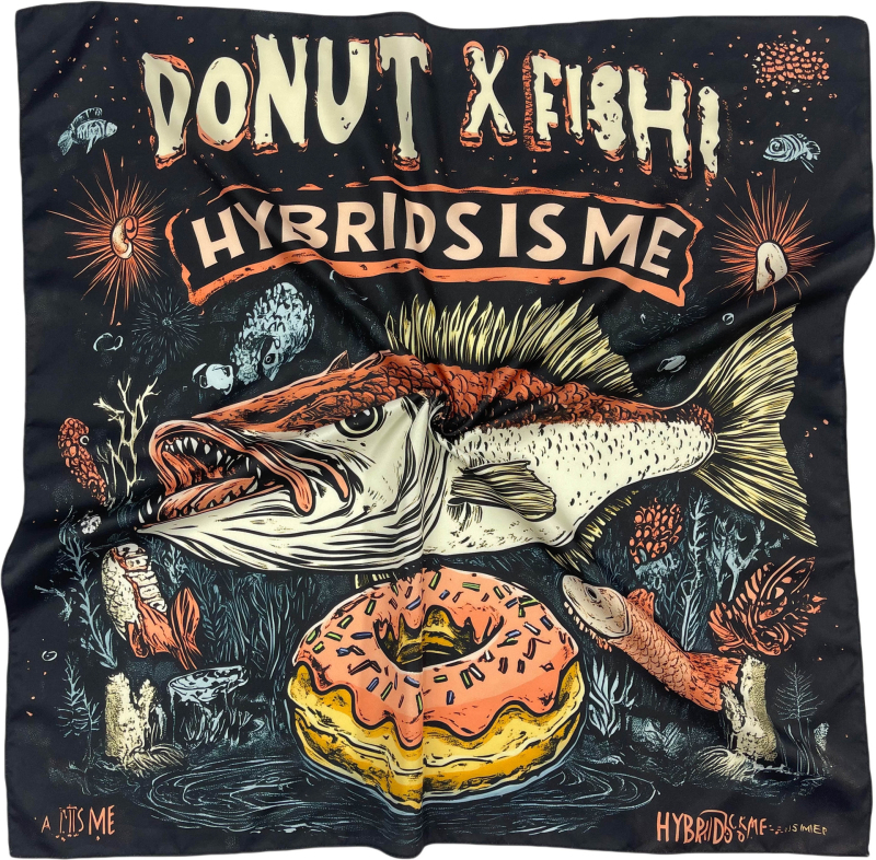 Kvadra­tinė galvos šalikas su kelių stilių elementų (warp-knitted poliesteris; spaudinimas; vasaros naudojimui; 2025 m. pavasario leidimas; stilius: kvadratinis rankšluostis, street, hip hop, IN stilius)