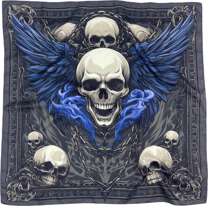 Kvadra­tinė galvos šalikas su kelių stilių elementų (warp-knitted poliesteris; spaudinimas; vasaros naudojimui; 2025 m. pavasario leidimas; stilius: kvadratinis rankšluostis, street, hip hop, IN stilius)