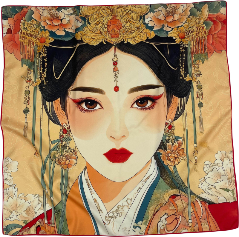 Kvadra­tinė galvos šalikas su kelių stilių elementų (warp-knitted poliesteris; spaudinimas; vasaros naudojimui; 2025 m. pavasario leidimas; stilius: kvadratinis rankšluostis, street, hip hop, IN stilius)