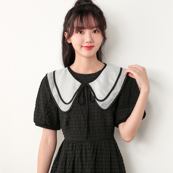 Moteriška šifono netikra apykaklė su kaspinu šalikui, visų sezonų aksesuaras