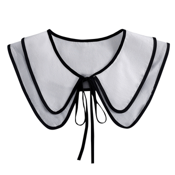 Moteriška šifono netikra apykaklė su kaspinu šalikui, visų sezonų aksesuaras