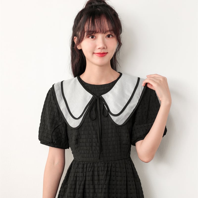 Moteriška šifono netikra apykaklė su kaspinu šalikui, visų sezonų aksesuaras