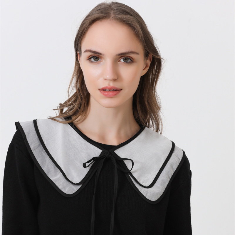 Γυναικείος ψεύτικος γιακάς από chiffon, διακοσμητικό φιόγκο, για όλες τις εποχές