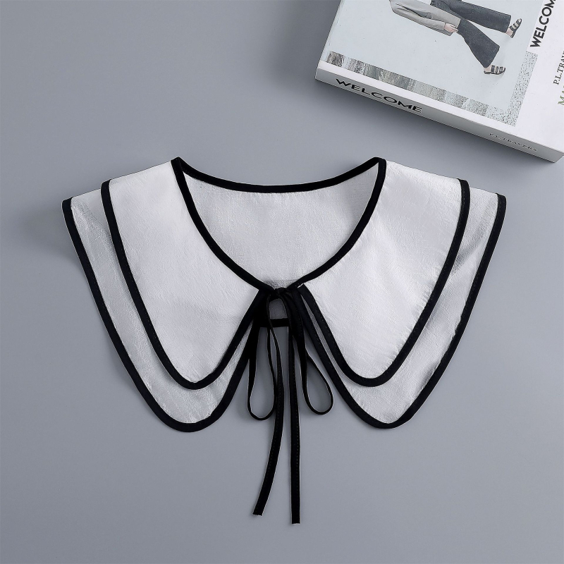 Γυναικείος ψεύτικος γιακάς από chiffon, διακοσμητικό φιόγκο, για όλες τις εποχές