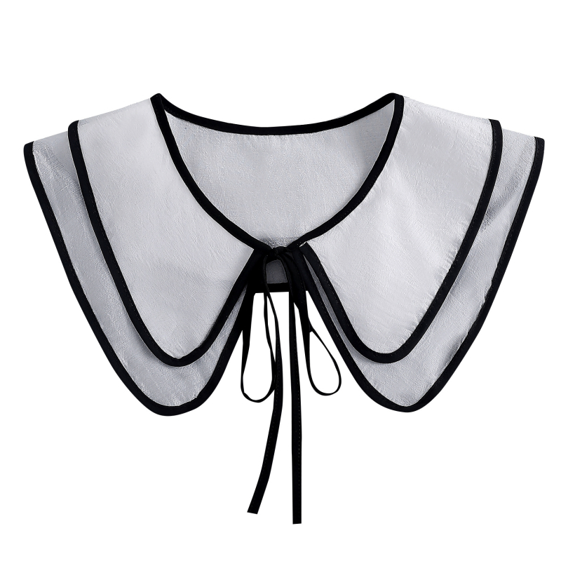 Γυναικείος ψεύτικος γιακάς από chiffon, διακοσμητικό φιόγκο, για όλες τις εποχές