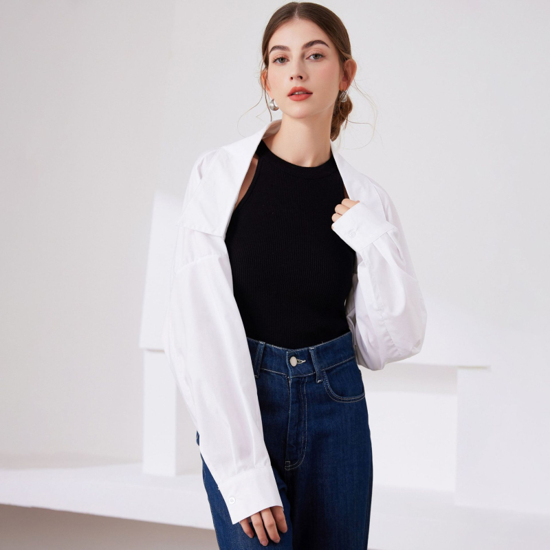 Šifono moterų išorinis rūbas su dekoratyvine apykakle ir šalikėliu, vienos spalvos modelis, ilgomis rankovėmis, tinka visoms sezonoms