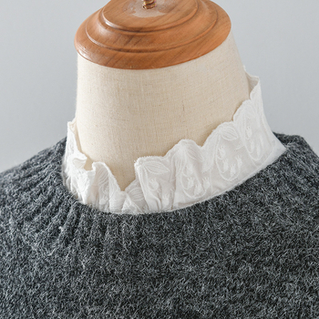 Dekoratyvinė melaginga apykaklė moterims su raišteliais – dviejų naudojimo šalikėlis, twill medvilnė, vienarūšis raštas, visoms sezonoms, japoniškas ir korėjietiškas saldus stilius