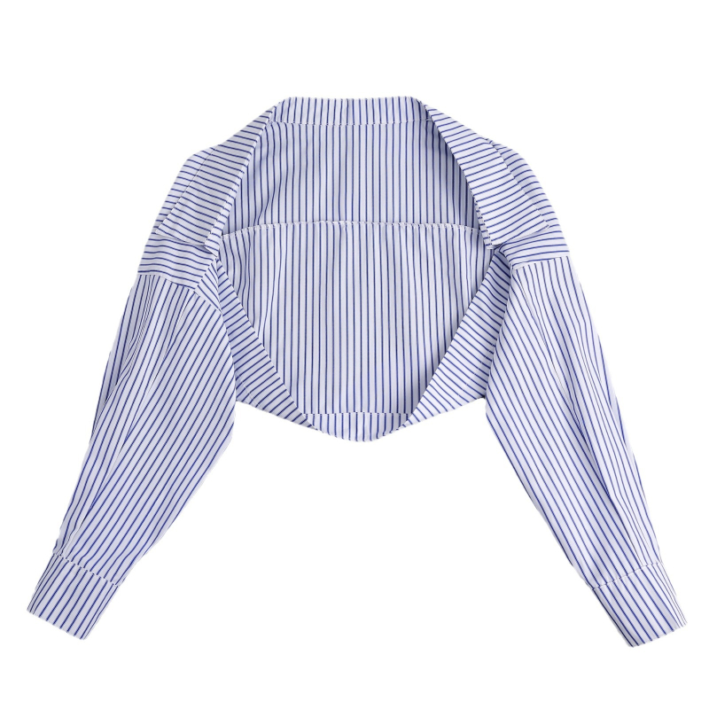 Marškinio stiliaus kardiganas su dryžiniu šaleli (Šifonas; Raštas: Dryžiai; Dekoracija; Apdorojimas ir pritaikymas: Galima)