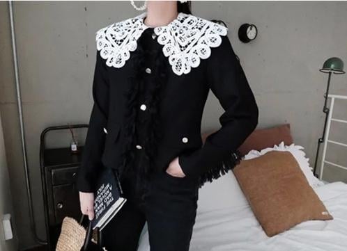 Dekoratyvinė nėrinių apykaklė – lėlės stiliaus, retro įkvėpta Chanel, išryškintas apykaklė, tinkama visoms sezonoms, išleidimas vasara 2021