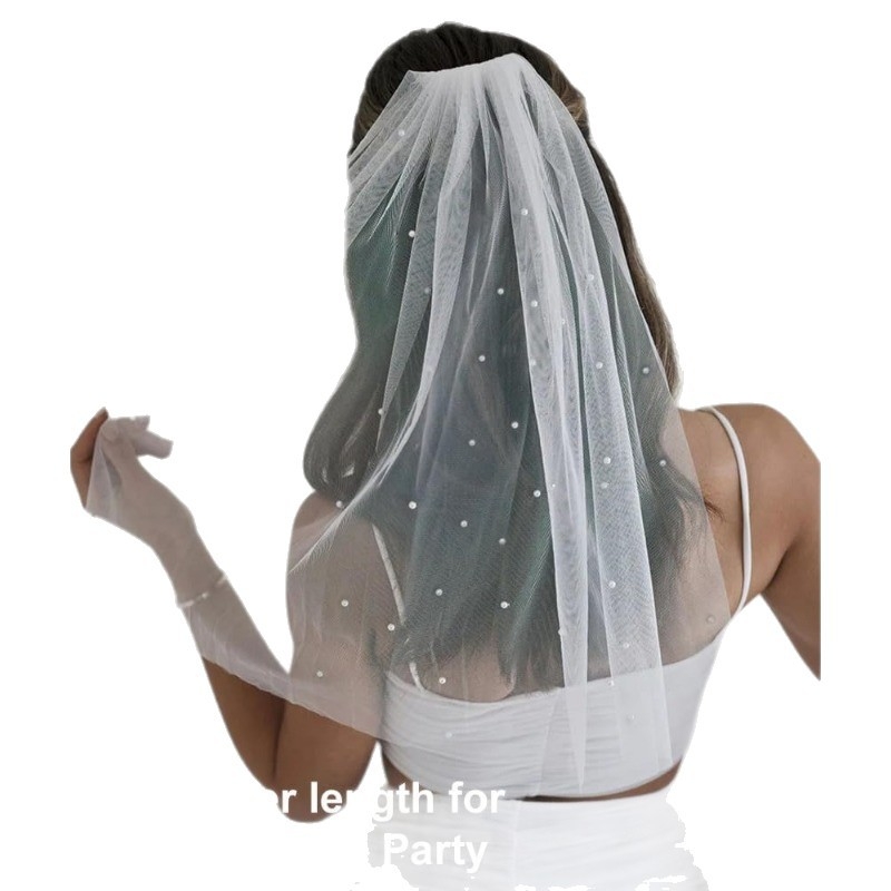 Nuotakos plaukų šukos su perlų tinkleliu, vieno sluoksnio, elegantiškas socialinio stiliaus dizainas, warp-knitting poliesteris, leidimas 2025 m. vasarą