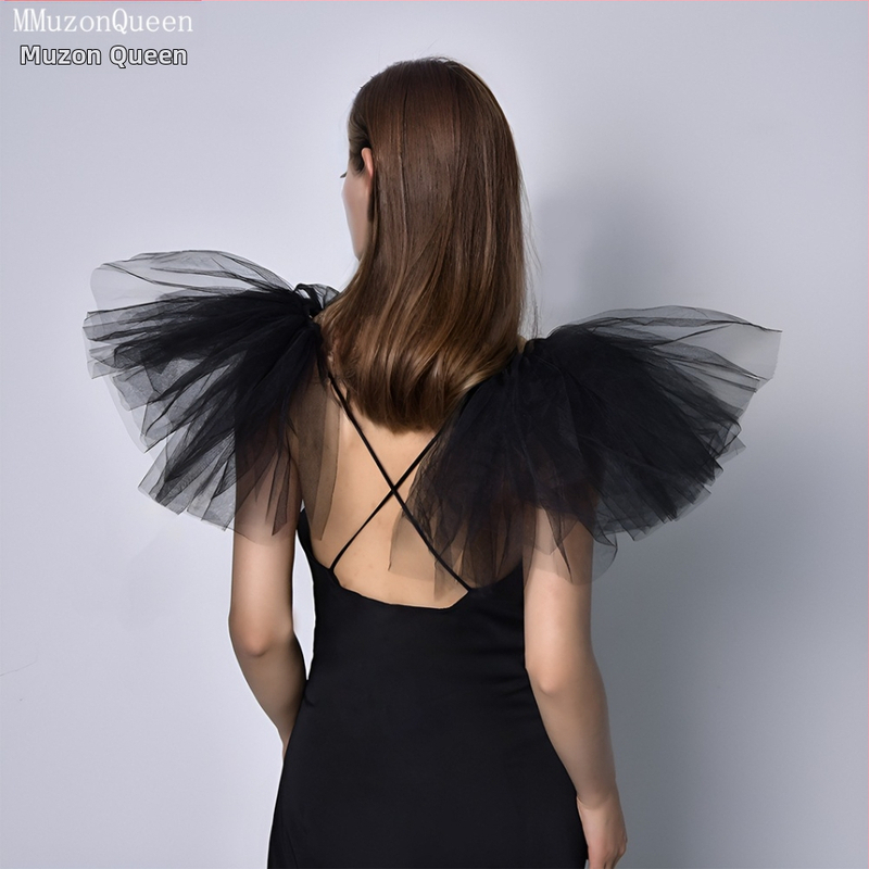 Tinklinis pečių aksesuaras vestuvinei suknelei - rankų darbo, vieno tono Puchango stilius, pritaikoma dekoracija MG50A