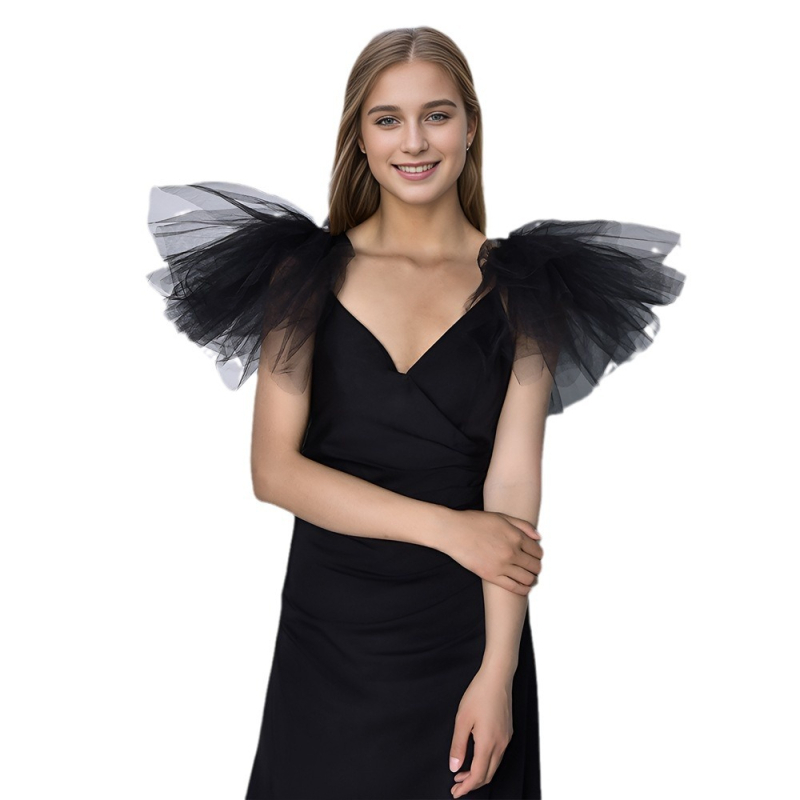 Tinklinis pečių aksesuaras vestuvinei suknelei - rankų darbo, vieno tono Puchango stilius, pritaikoma dekoracija MG50A