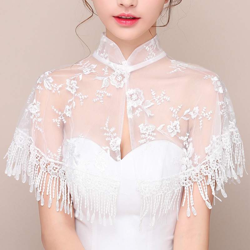 Nuotakos tinklo nėrinių šalis su kutais – nailono siūlai, gėlių raštas, dekoratyvinis naudojimas vestuvėms ir saulės apsauga