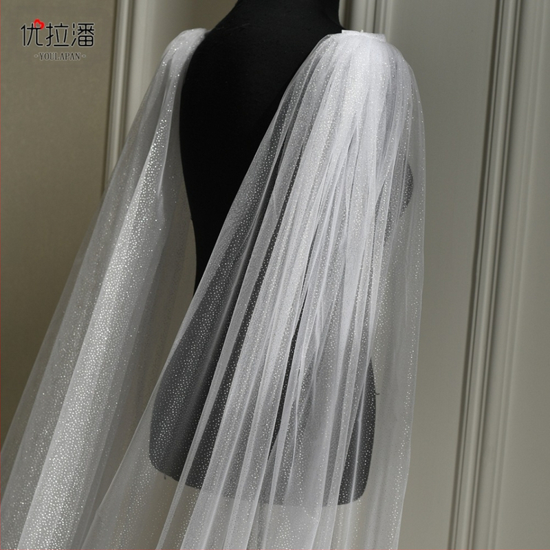 Dámsky jednofarebný sieťovaný šál na svadbu, ručne vyrobený