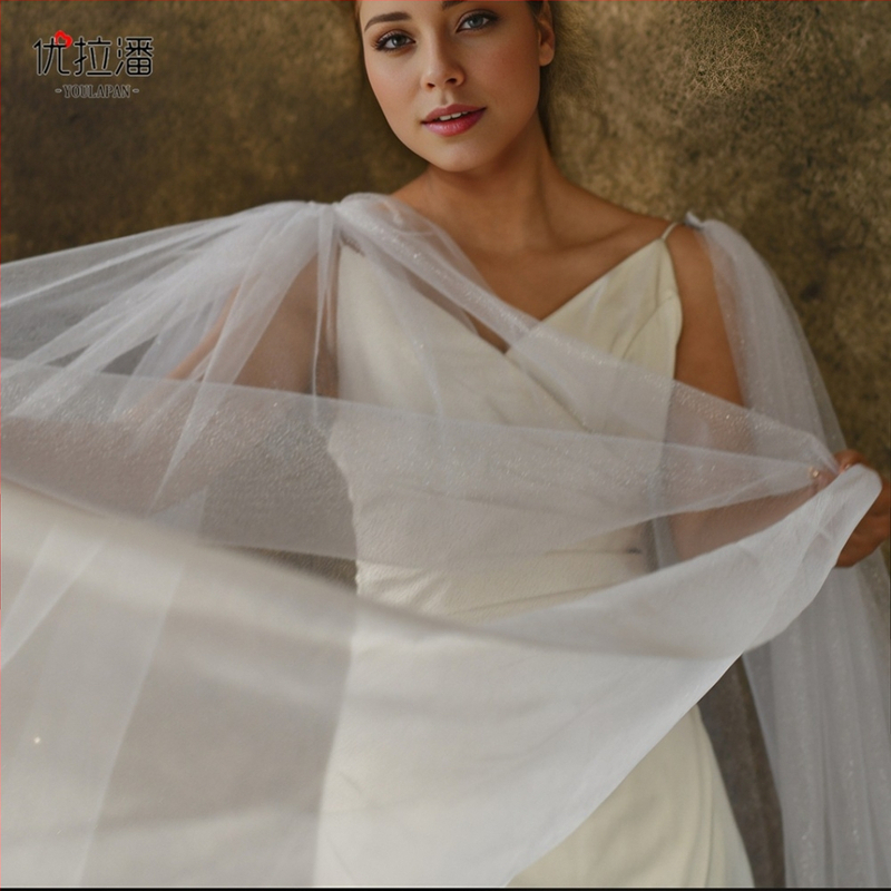 Dámsky jednofarebný sieťovaný šál na svadbu, ručne vyrobený