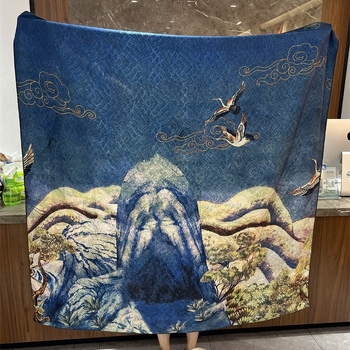 Woochun kvadratinis šalis vintage etninio stiliaus, acetato audinys; polieteris; viskozė; turinys 51–60%.