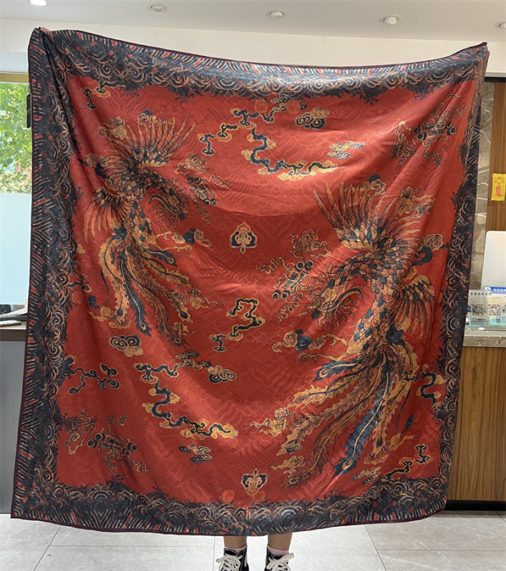 Woochun kvadratinis šalis vintage etninio stiliaus, acetato audinys; polieteris; viskozė; turinys 51–60%.