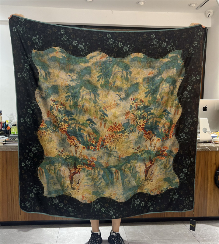 Woochun kvadratinis šalis vintage etninio stiliaus, acetato audinys; polieteris; viskozė; turinys 51–60%.