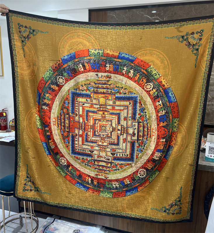 Woochun kvadratinis šalis vintage etninio stiliaus, acetato audinys; polieteris; viskozė; turinys 51–60%.