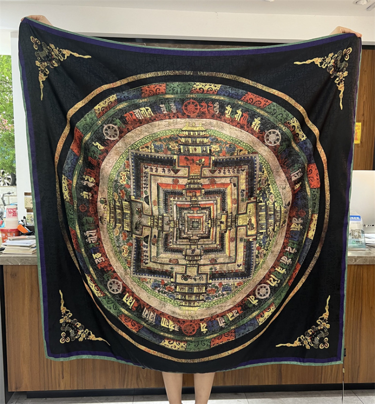 Woochun kvadratinis šalis vintage etninio stiliaus, acetato audinys; polieteris; viskozė; turinys 51–60%.