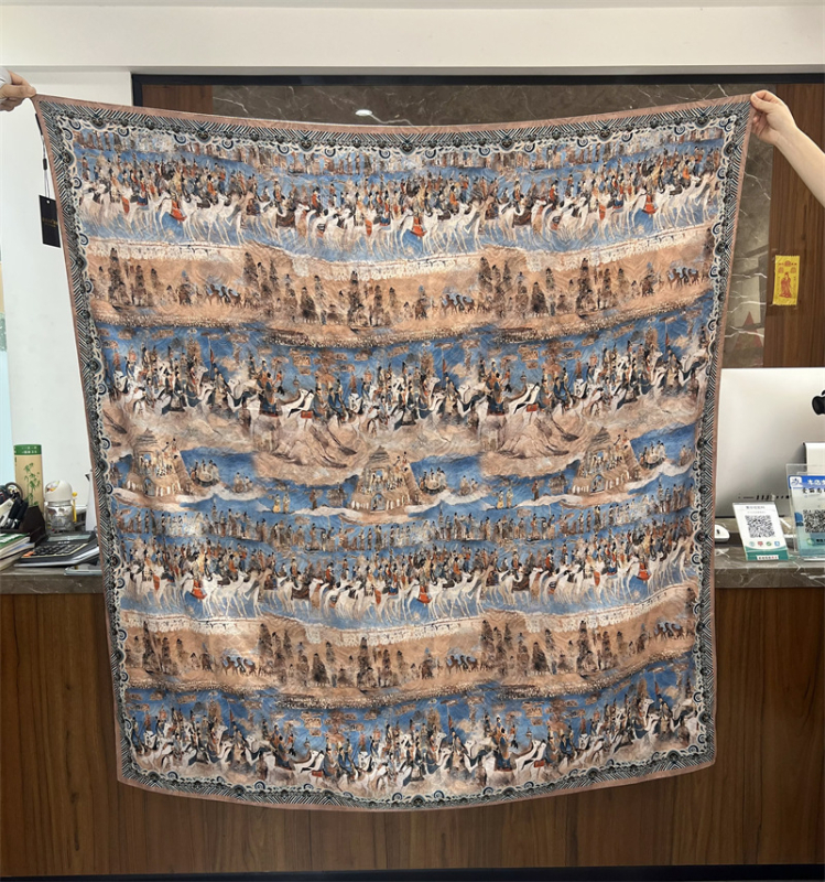 Woochun kvadratinis šalis vintage etninio stiliaus, acetato audinys; polieteris; viskozė; turinys 51–60%.