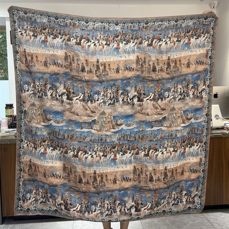 Woochun kvadratinis šalis vintage etninio stiliaus, acetato audinys; polieteris; viskozė; turinys 51–60%.