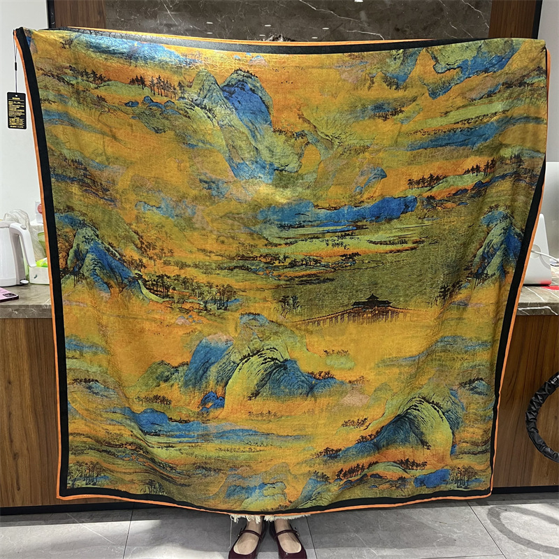 Woochun kvadratinis šalis vintage etninio stiliaus, acetato audinys; polieteris; viskozė; turinys 51–60%.