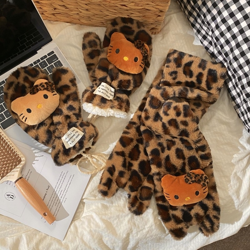 Šalikas su leopardo raštu, pūkų audinys, šilta žiemai, rankų siuvinėtas, Žiema 2024 kolekcija