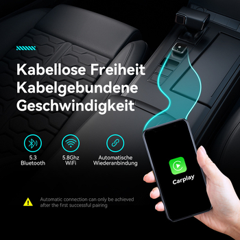 CarPlay belaidė adapterio dėžutė laidiniam CarPlay ir Android Auto, USB-C sąsaja, Linux OS, cinko lydinys, modelis carplay box-c08