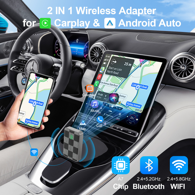 CarPlay adapteris bevieliam Android Auto sujungimui – TYKJ-0414, dviejų branduolių, USB-C, be ekrano, 40 g