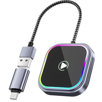 CXZ521 CarPlay belaidis adapteris skirtas laidiniam CarPlay ir Android Auto; aliuminio lydinys; USB sąsaja; kapacitacinis jutiklinis ekranas