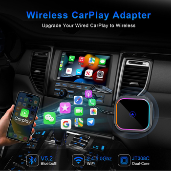 CXZ521 CarPlay belaidis adapteris skirtas laidiniam CarPlay ir Android Auto; aliuminio lydinys; USB sąsaja; kapacitacinis jutiklinis ekranas